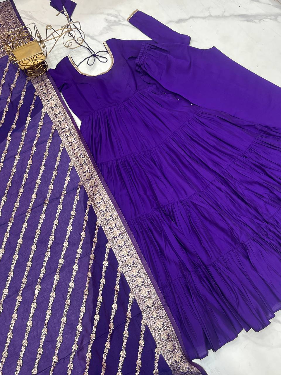 Pure Romansilk Chanderi 9 MTR Huge Flair Anarkali Gown