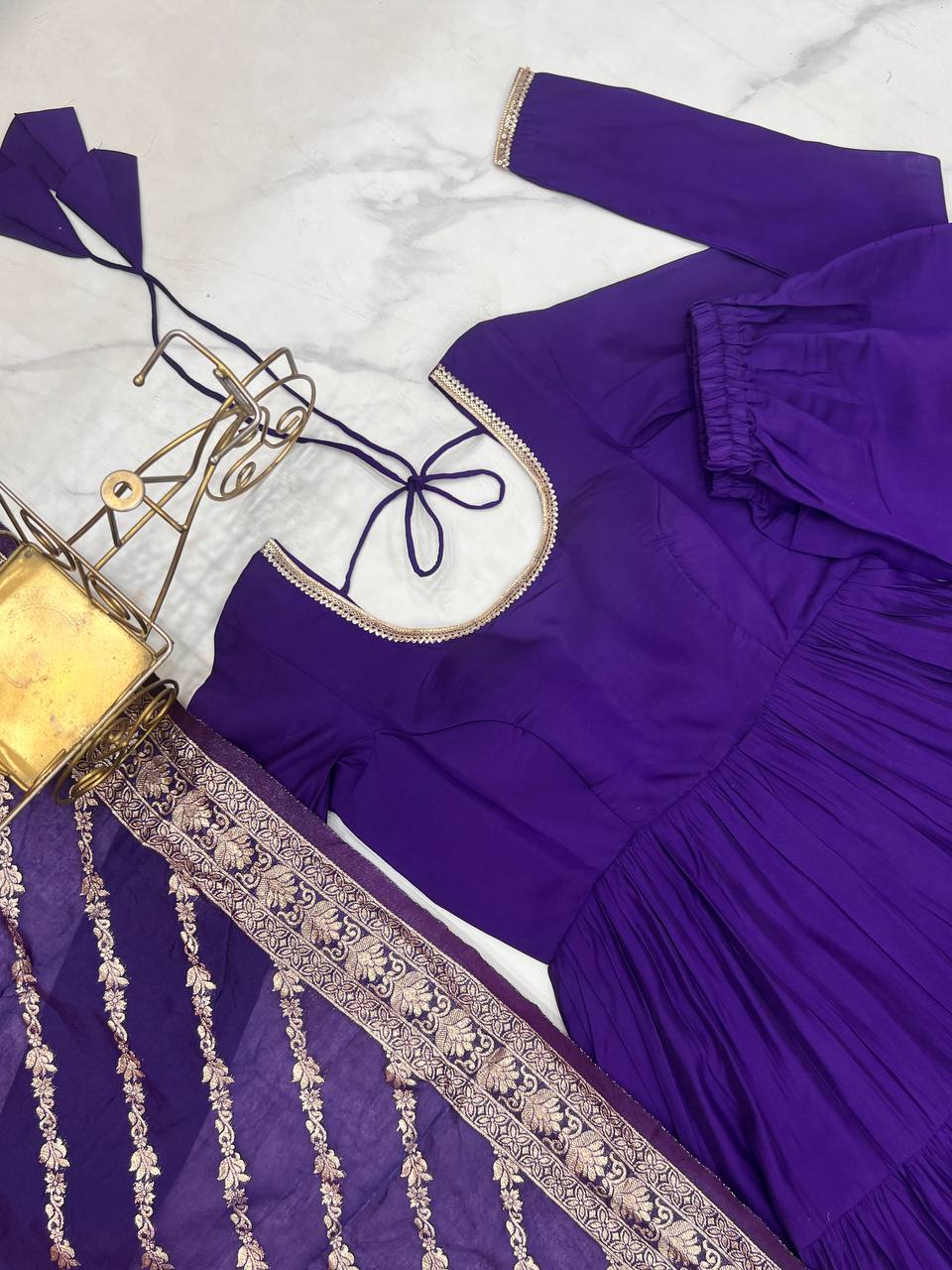 Pure Romansilk Chanderi 9 MTR Huge Flair Anarkali Gown