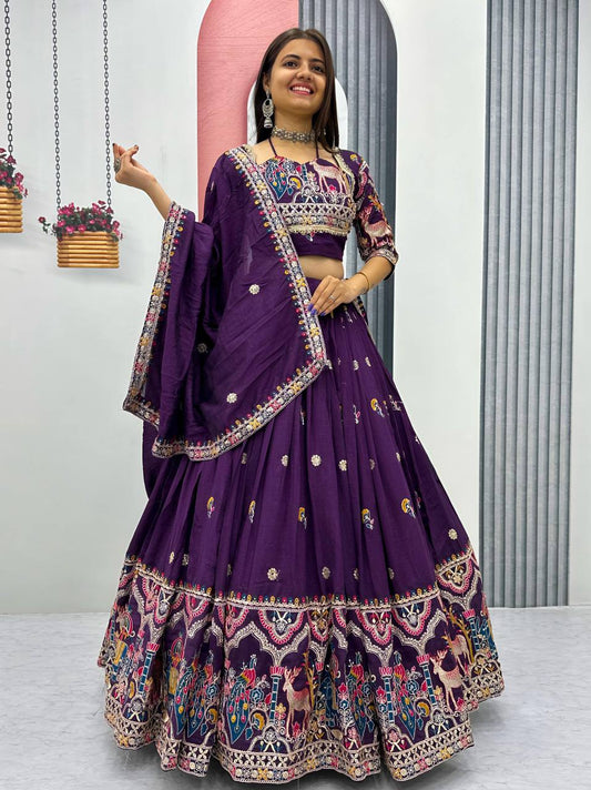 Purple Color Navratri Special Dori Latkal Work Lehenga Choli