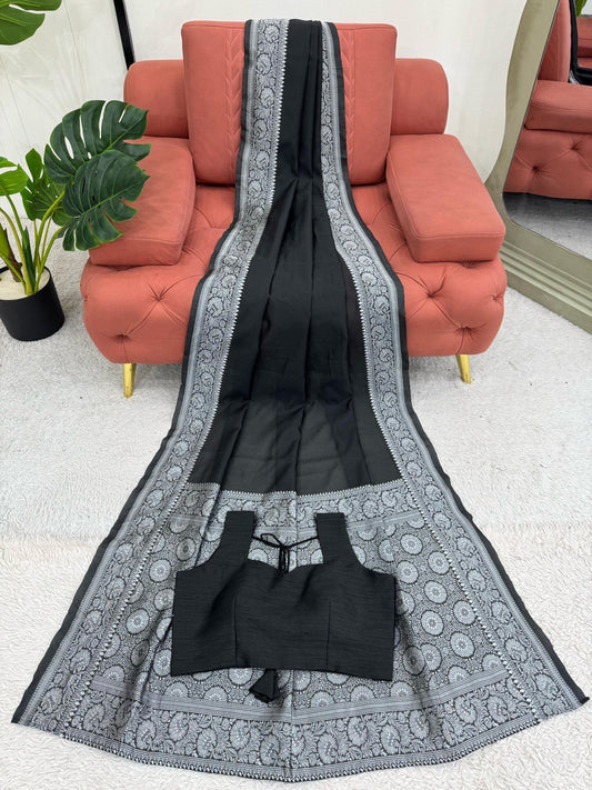 lack Jacquard In Stone Embroidery With Kota Silk Saree