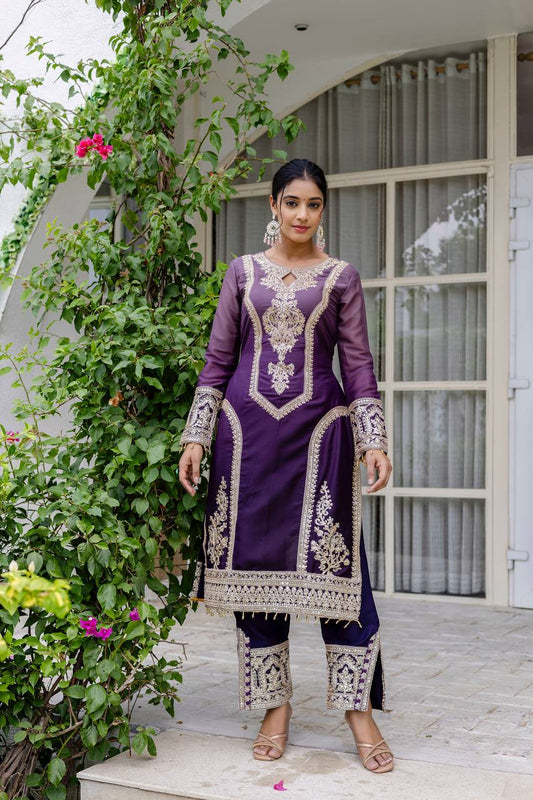 Star Georgeet Pedding Embroidery Sequence Work Top Pent