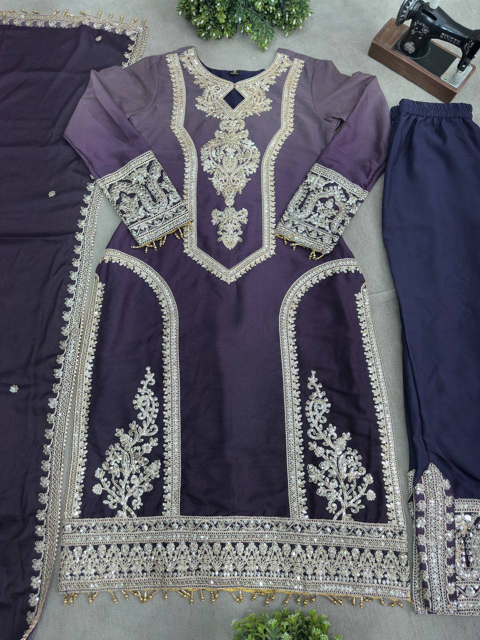 Star Georgeet Pedding Embroidery Sequence Work Top Pent