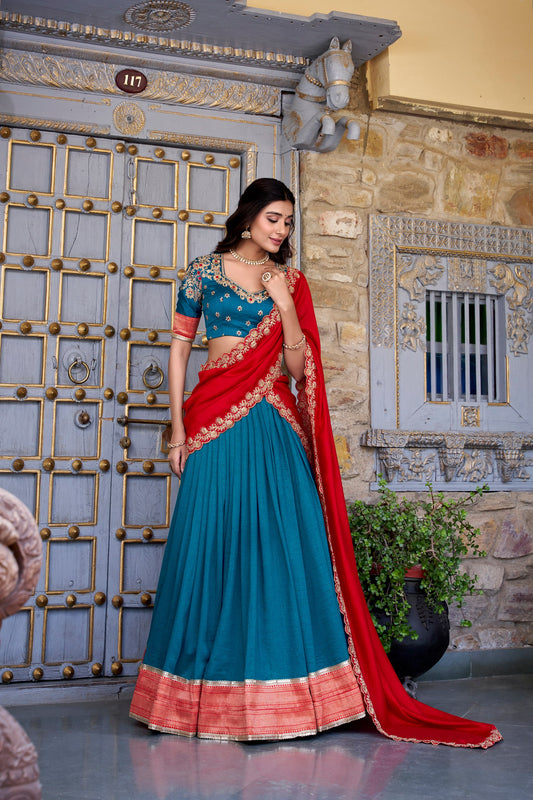 DRESS BAZZAR VICHITRA SILK ZARI WEAVING LEHENGA CHOLI
