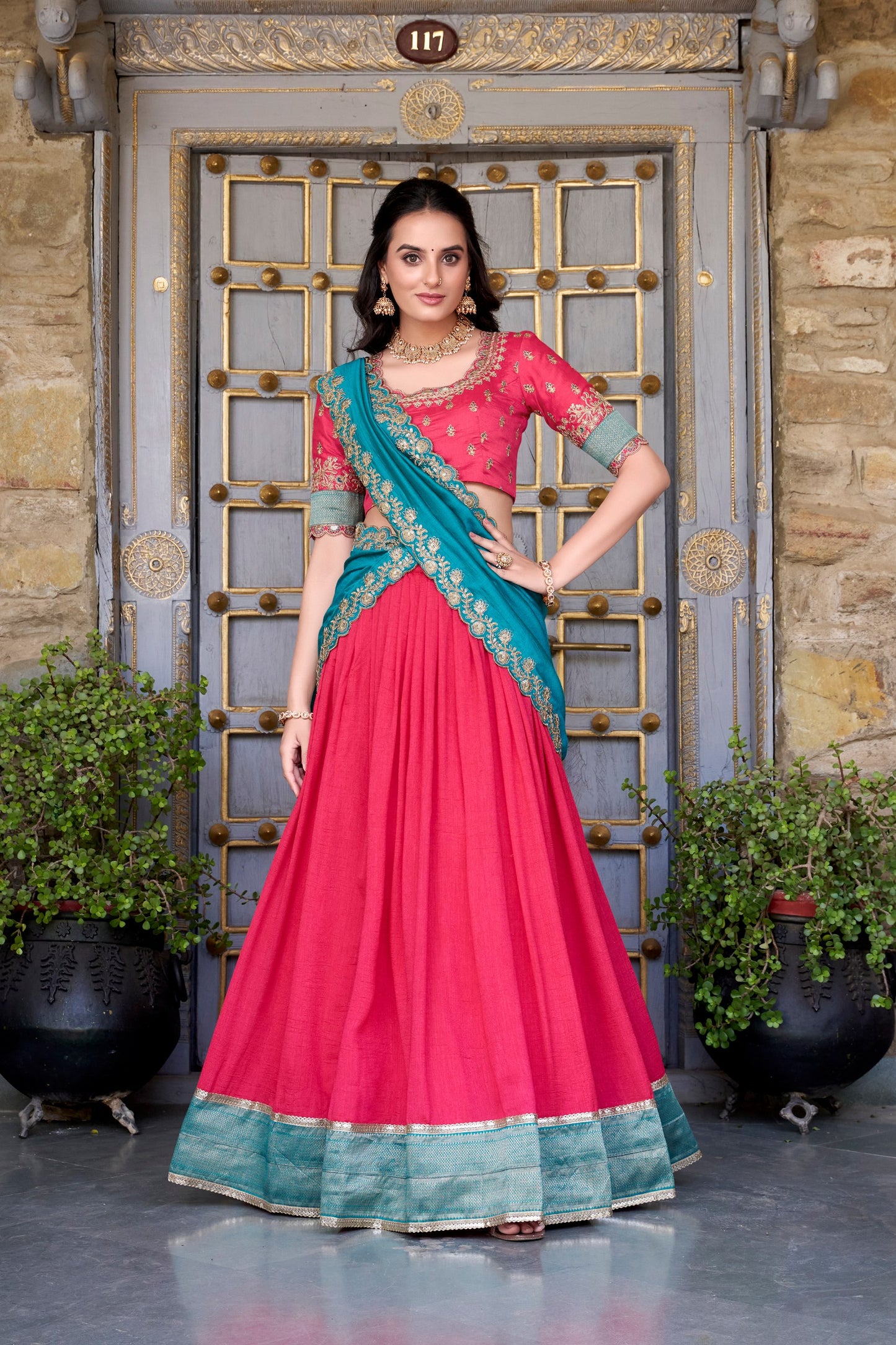 DRESS BAZZAR VICHITRA SILK ZARI WEAVING LEHENGA CHOLI