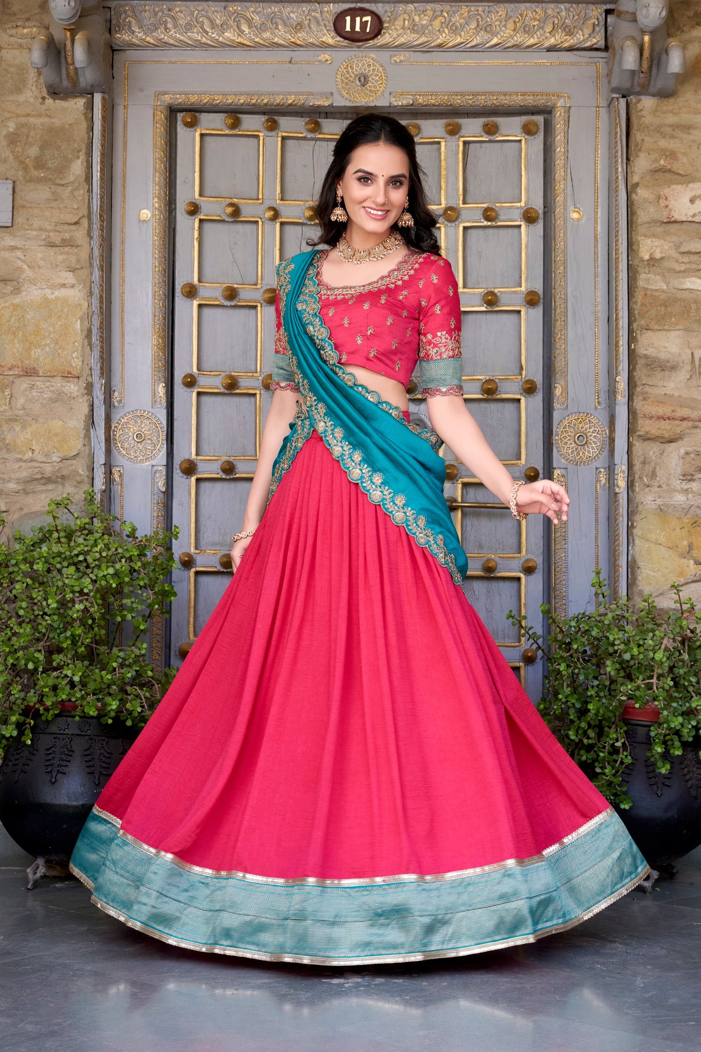 DRESS BAZZAR VICHITRA SILK ZARI WEAVING LEHENGA CHOLI