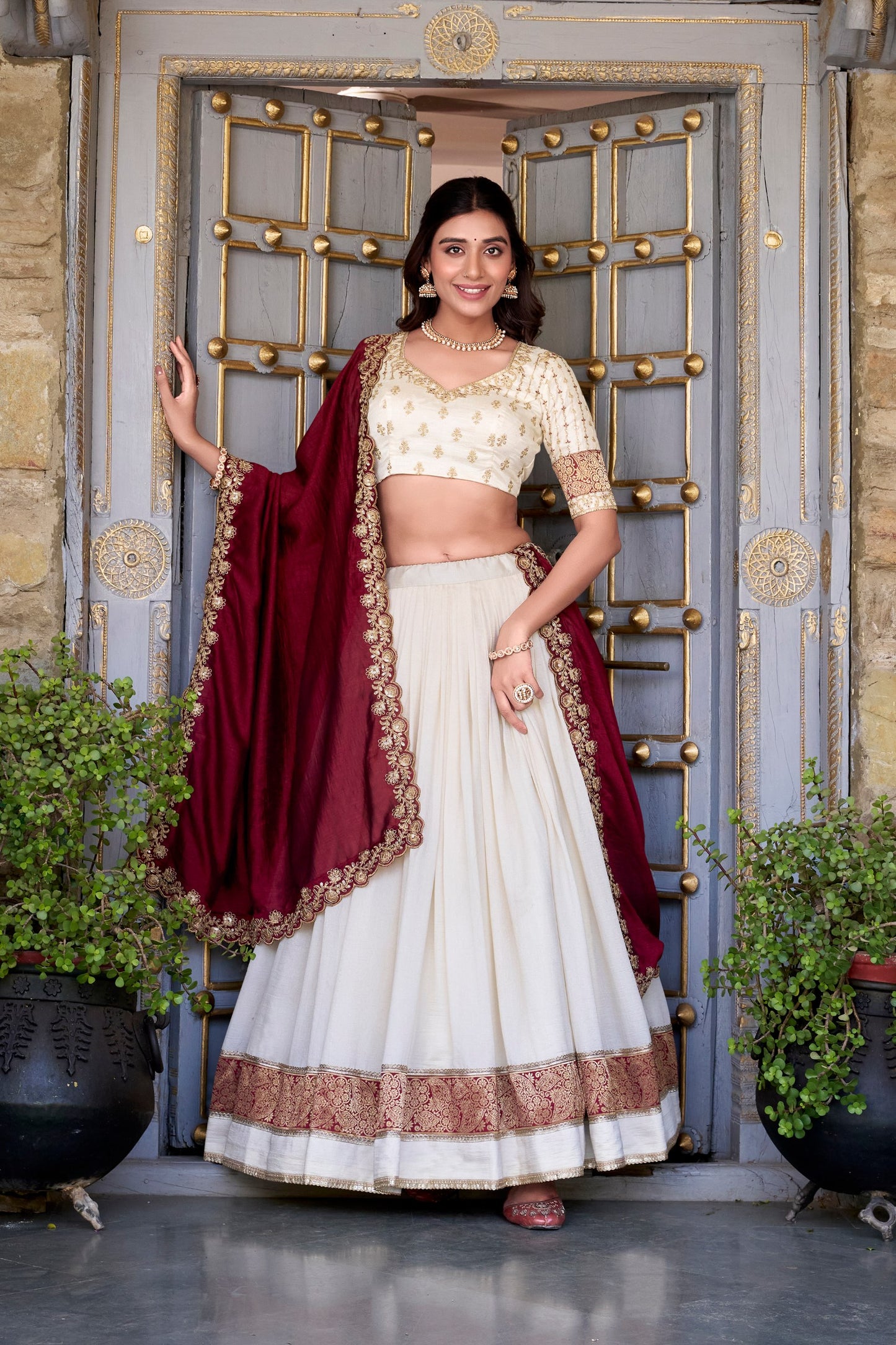 DRESS BAZZAR VICHITRA SILK ZARI WEAVING LEHENGA CHOLI
