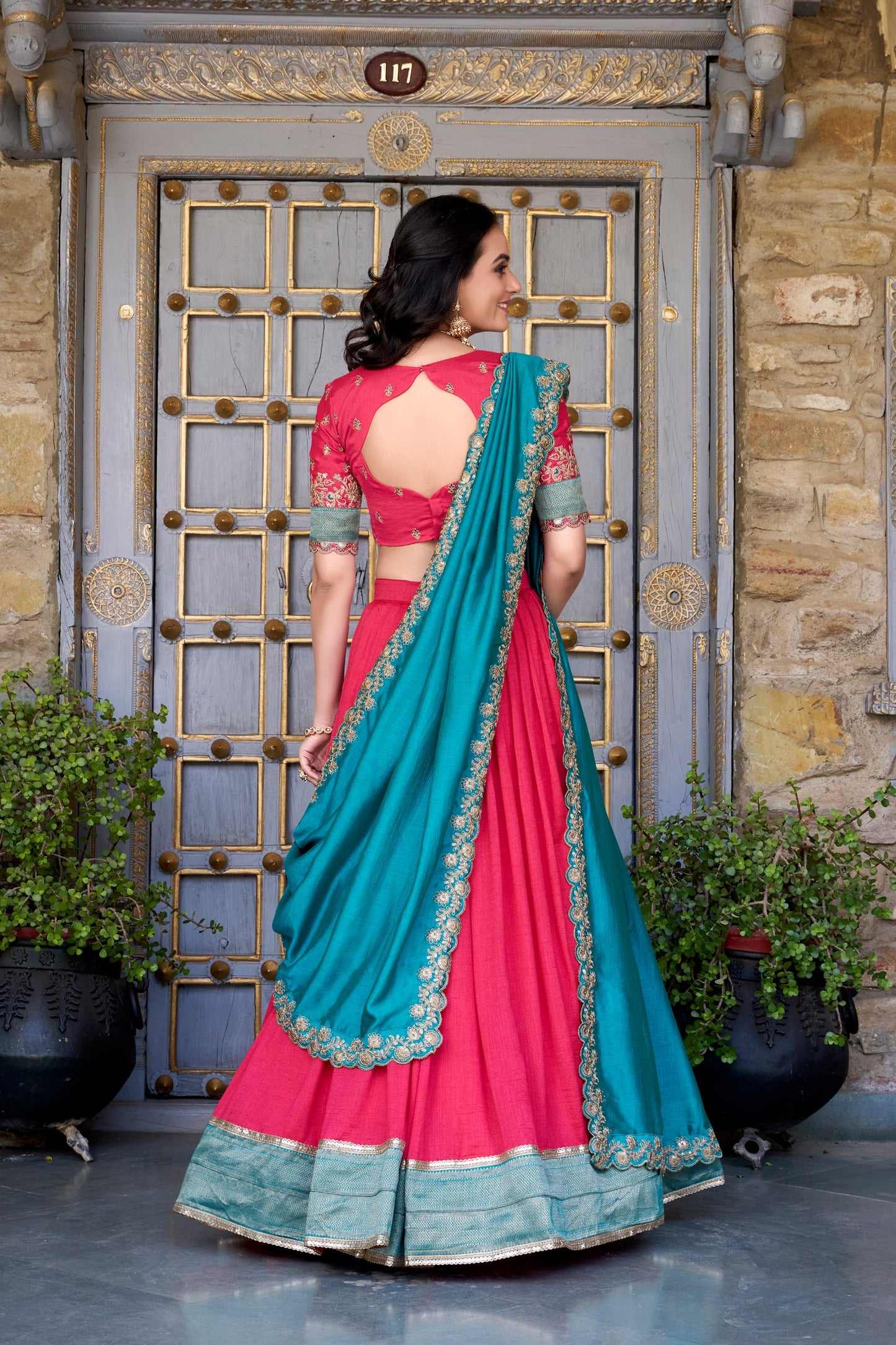 DRESS BAZZAR VICHITRA SILK ZARI WEAVING LEHENGA CHOLI