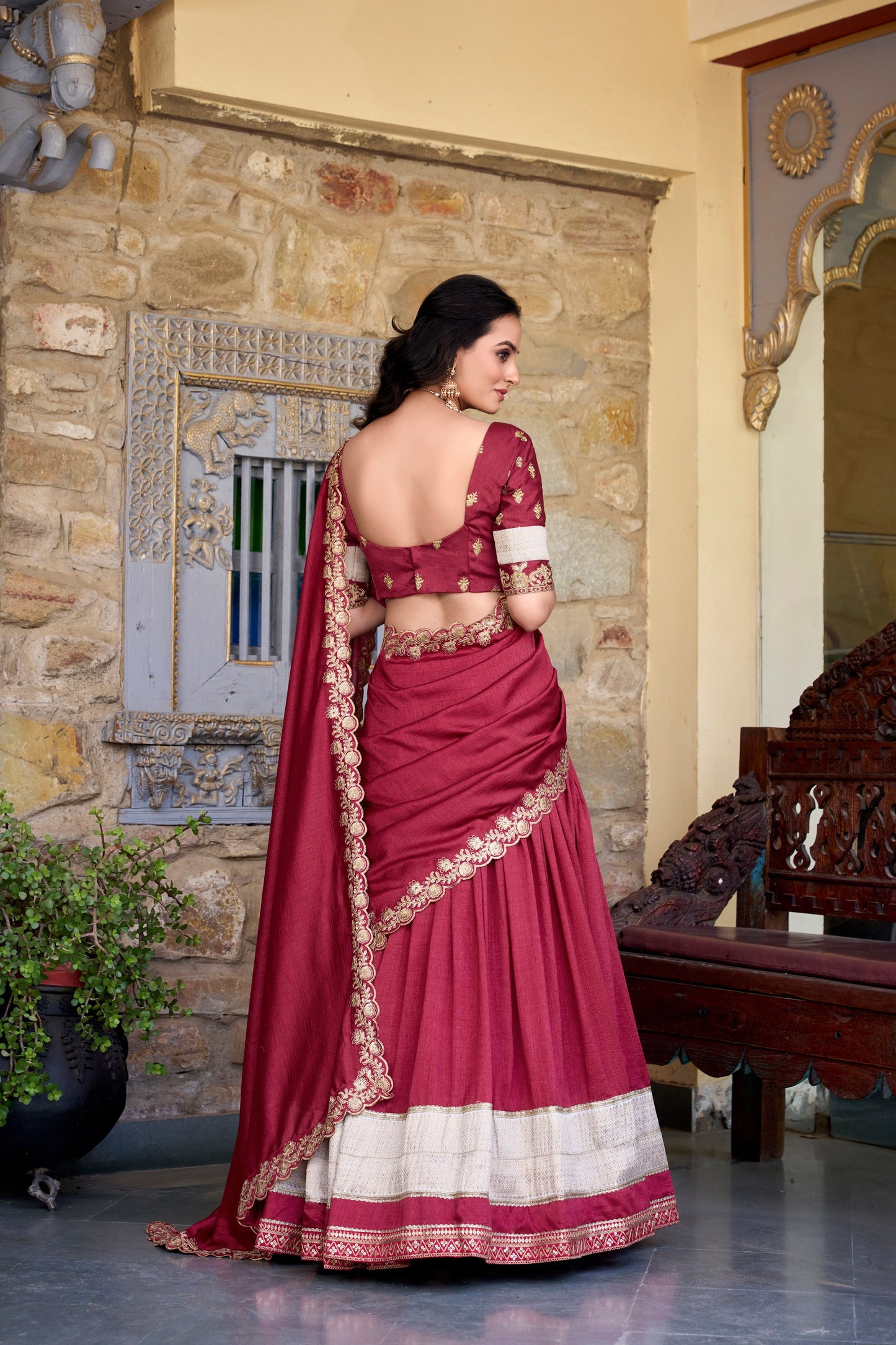 DRESS BAZZAR VICHITRA SILK ZARI WEAVING LEHENGA CHOLI