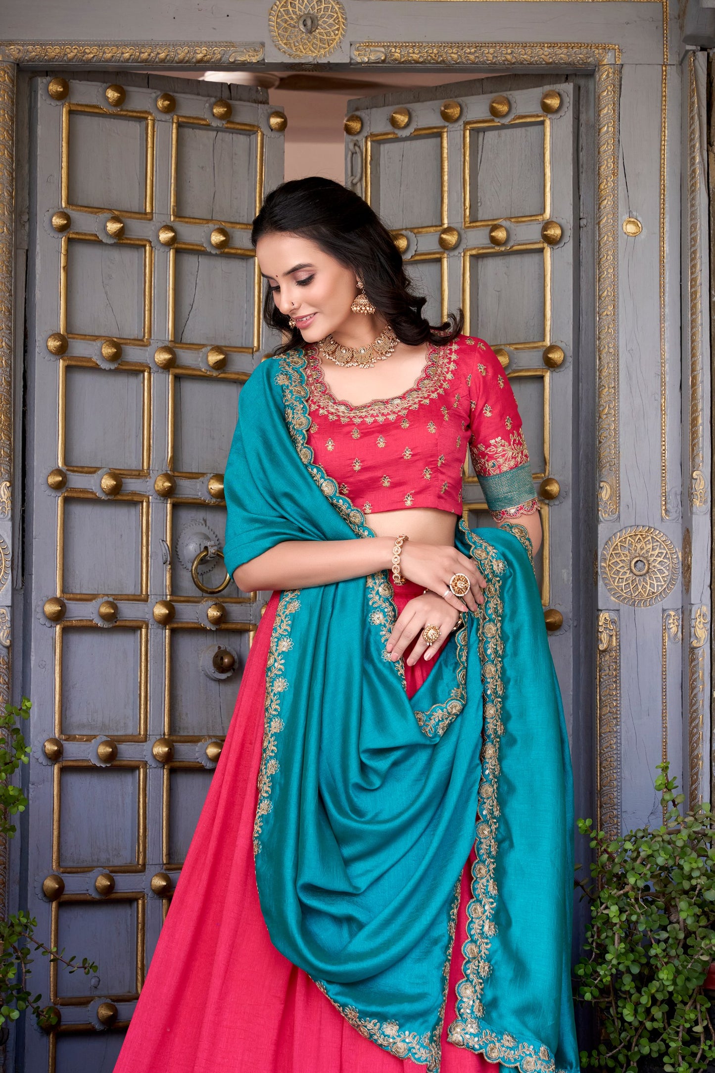 DRESS BAZZAR VICHITRA SILK ZARI WEAVING LEHENGA CHOLI