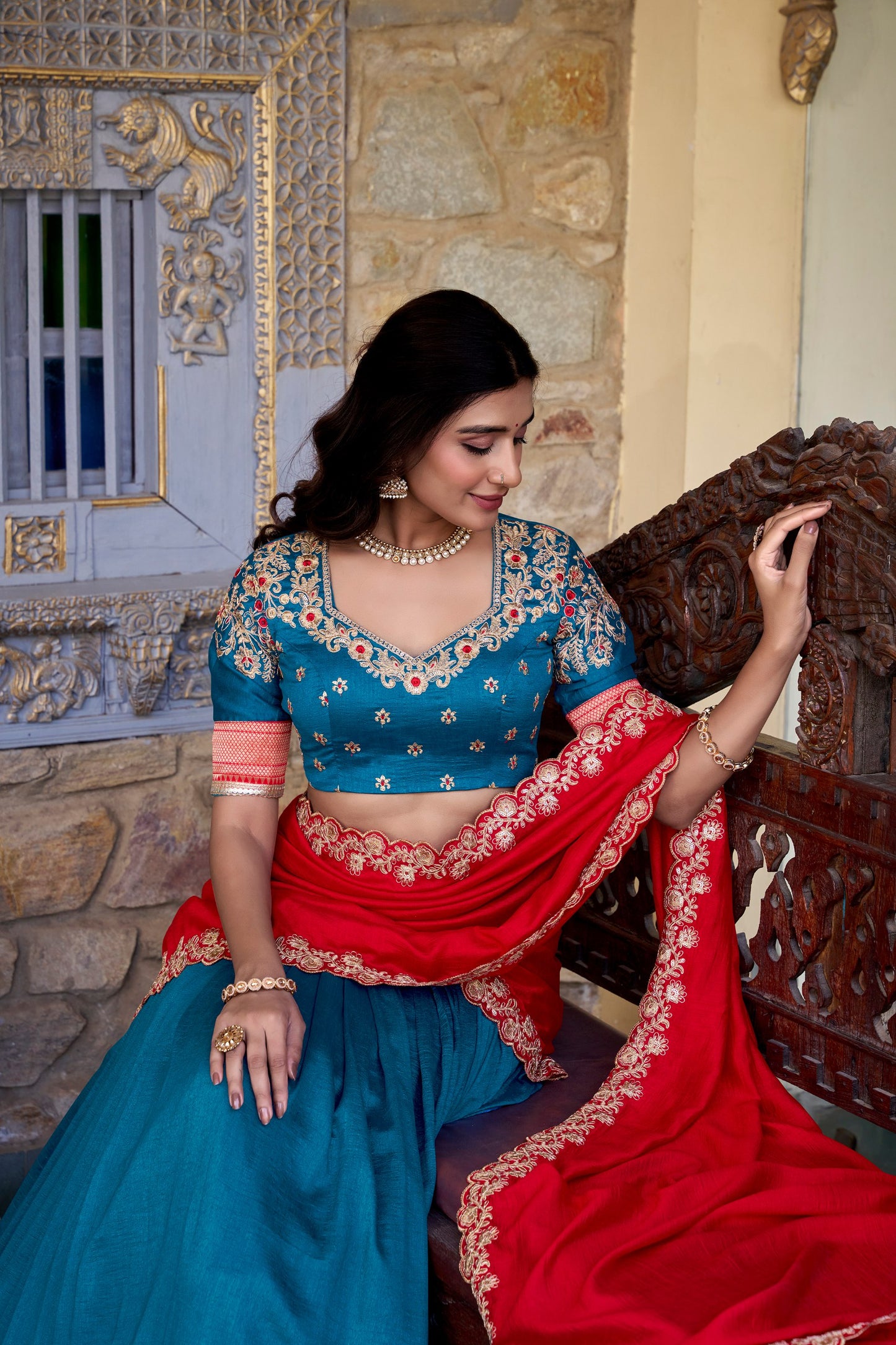 DRESS BAZZAR VICHITRA SILK ZARI WEAVING LEHENGA CHOLI