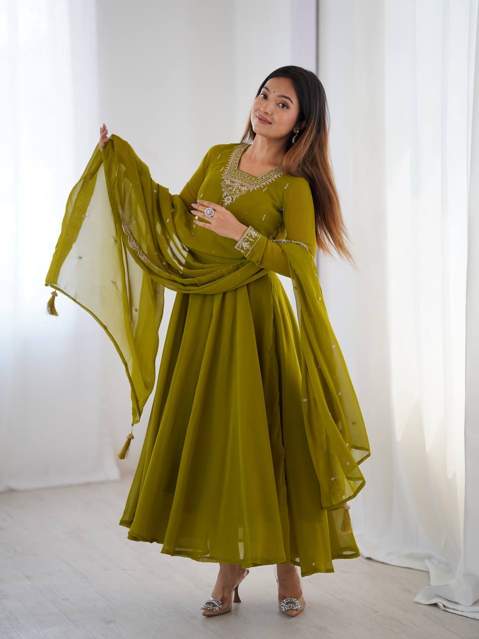 Heavy Pure Soft Georgette Fancy Embroidery Work Anarakali