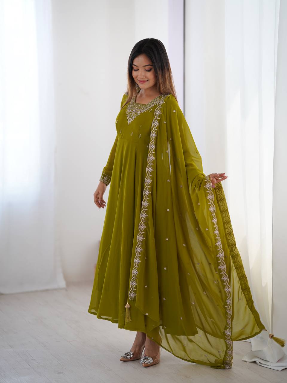 Heavy Pure Soft Georgette Fancy Embroidery Work Anarakali