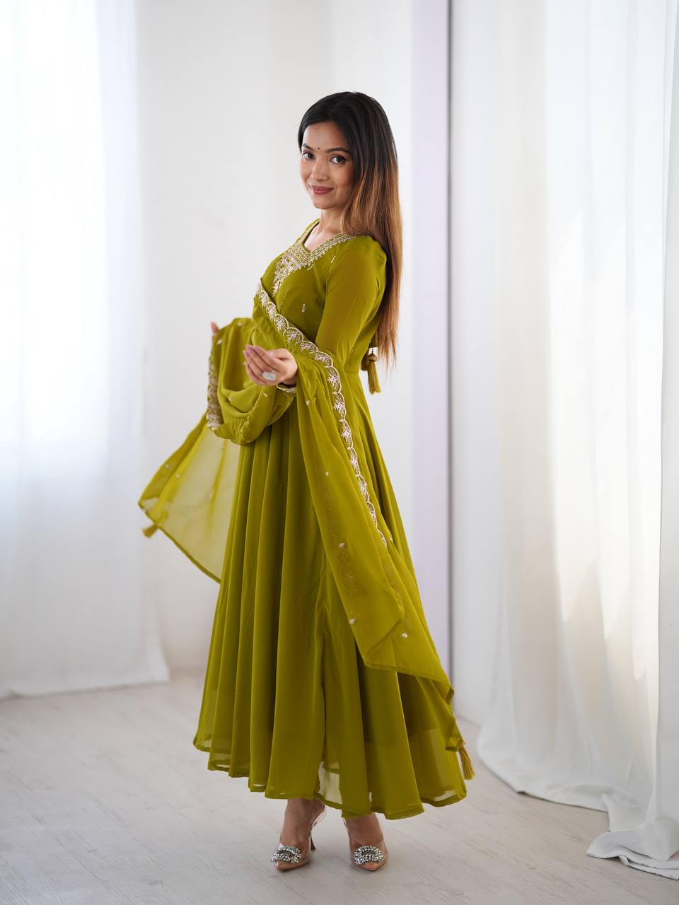 Heavy Pure Soft Georgette Fancy Embroidery Work Anarakali