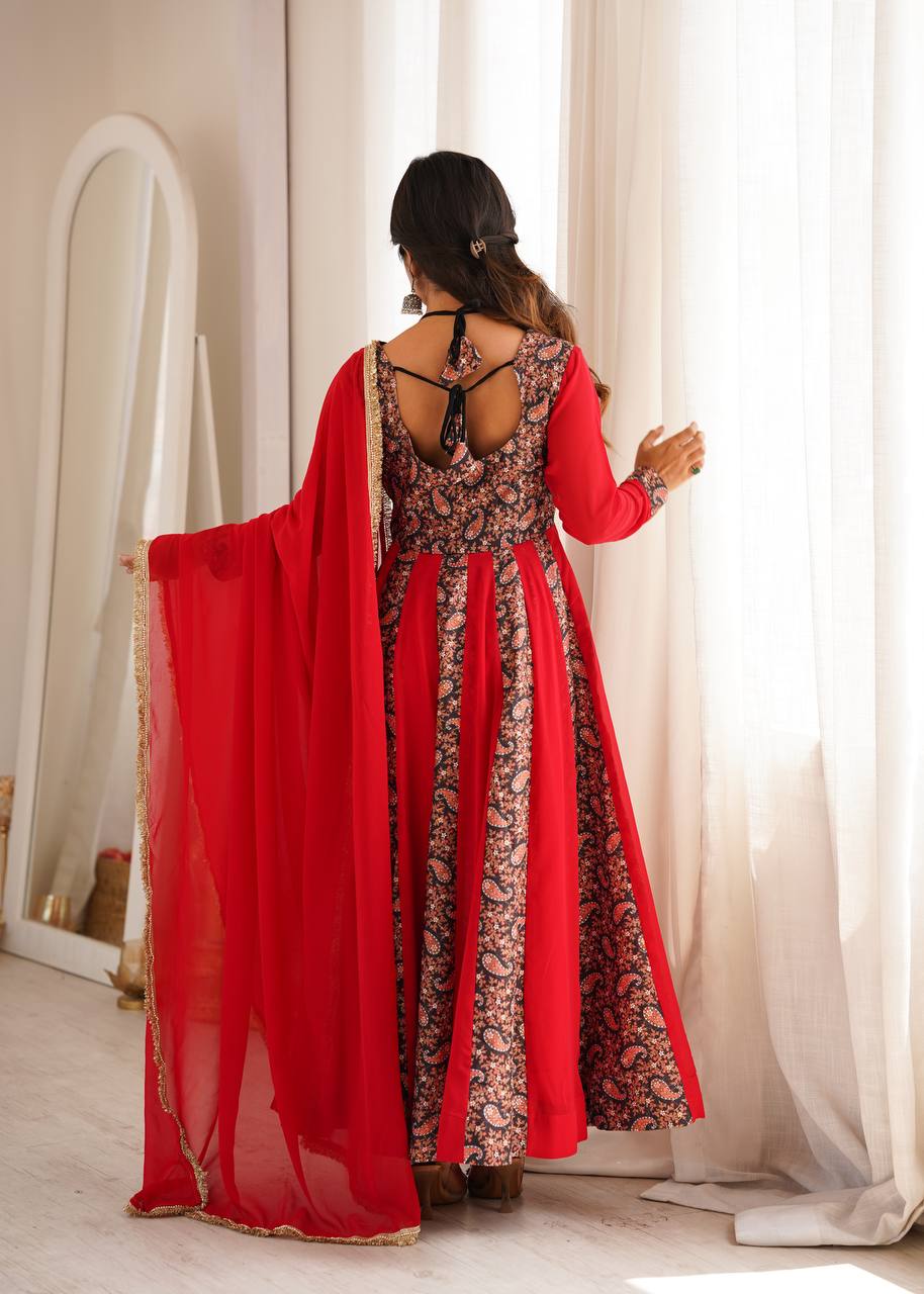 Blooming Georgette Embroidered Gown Suit Set