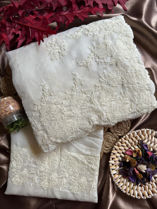 Pure Soft Kota Doriya Tone To Tone Multy Thread Work And Cutwork Saree