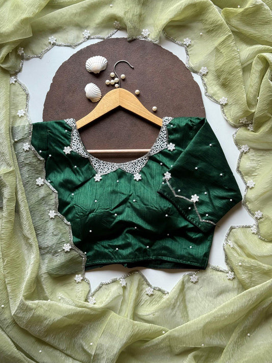 Aamras Silk Handworked Saree with Unstitched Blouse