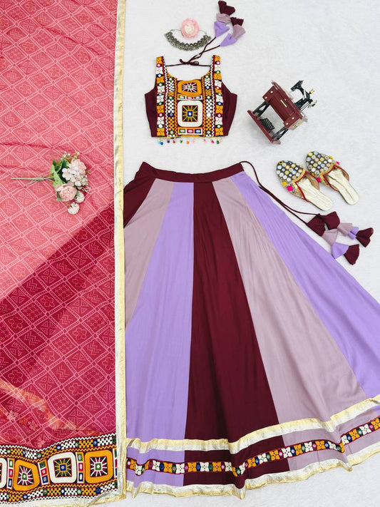 Navratri Special Rayon Fabric With Gamthi Work Lehenga Choli