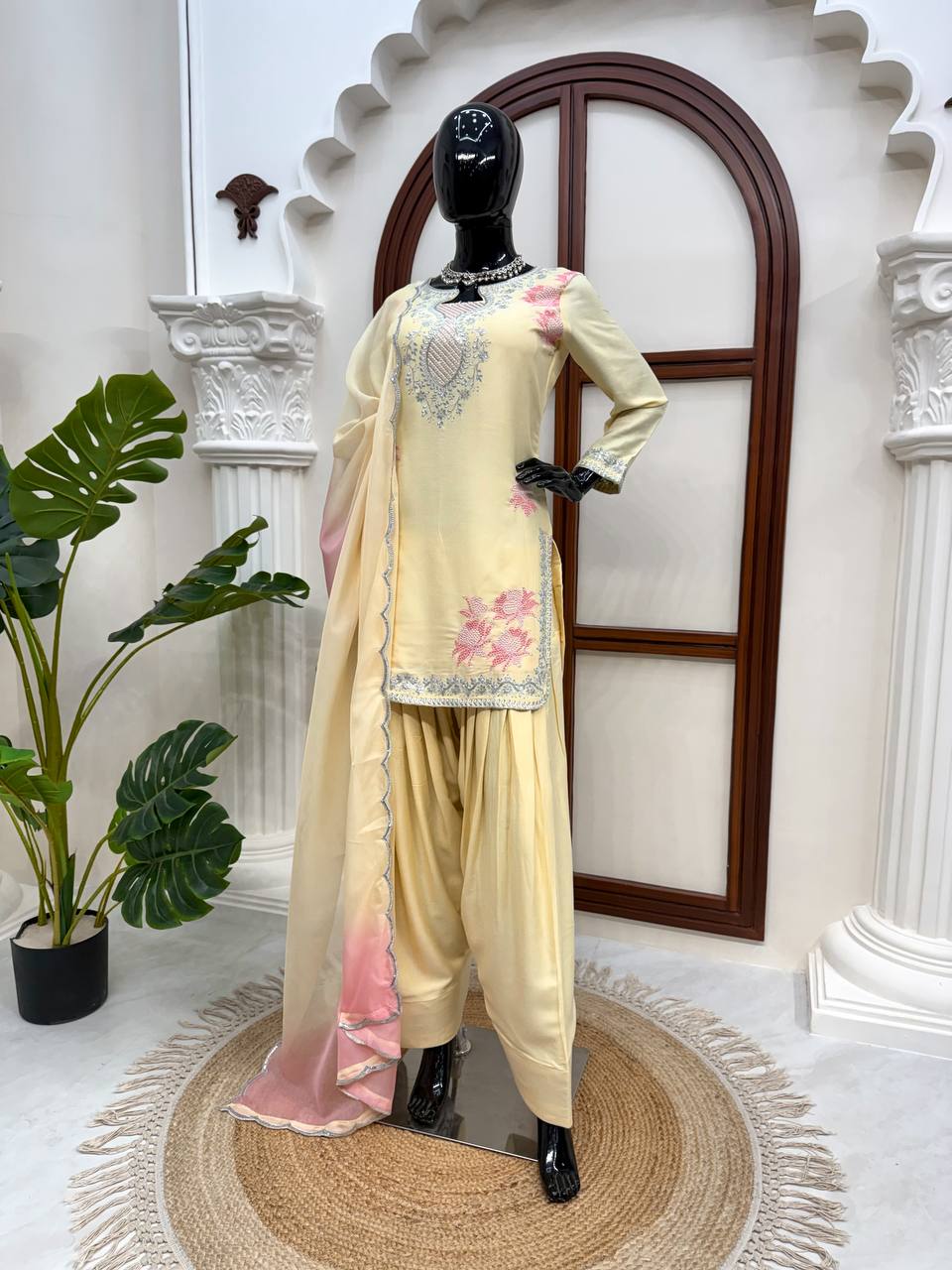 Heavy Rayon Embroidered Plazzo Suit Set