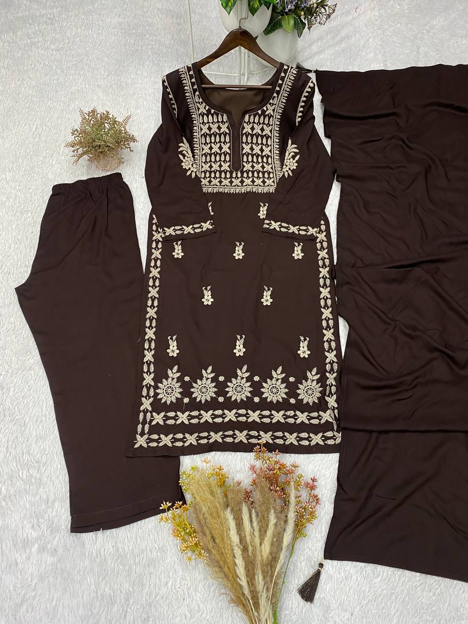 Rayon Embroidered Suit Set