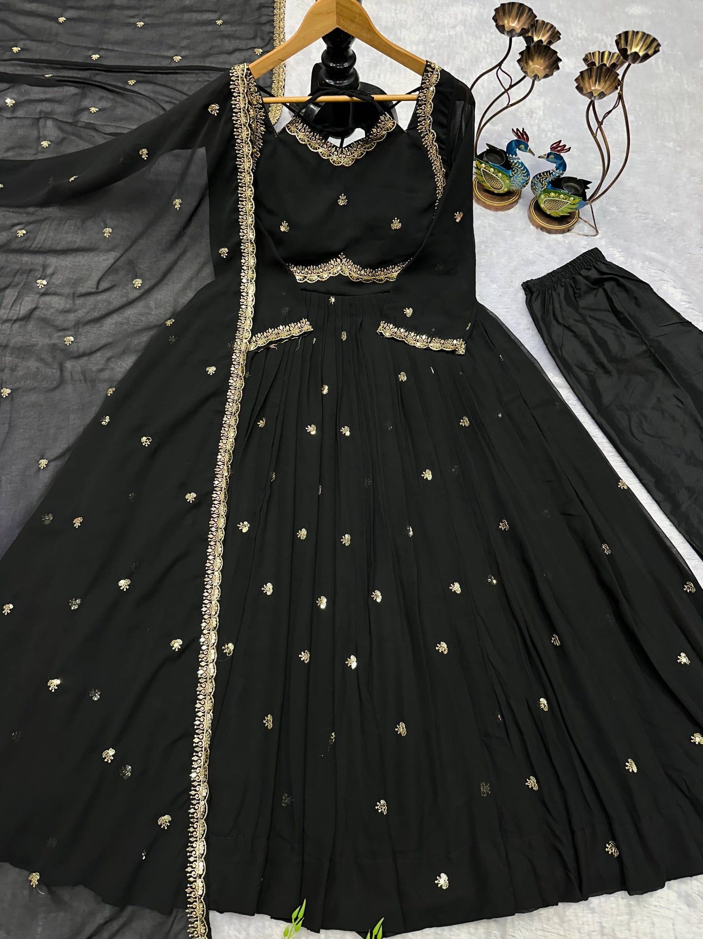 Red Color Foux Georgette Embroidery Work Gown