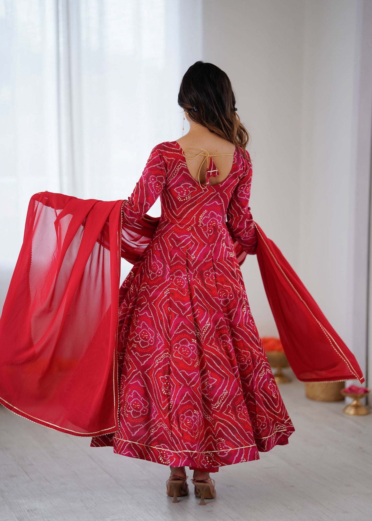 Red Color Viscos Reyon Fabric With Gotta Patti Work Gown