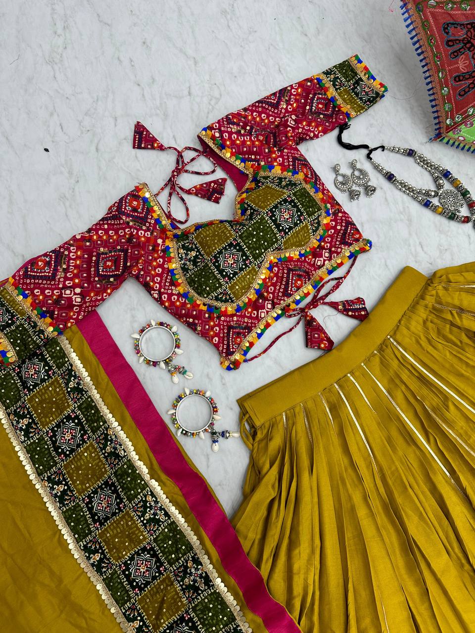 Fancy Look Yellow Color Ribbin Lace Work Lehenga