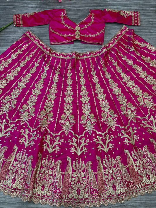 Premium Two Tone Tapeta Silk With Embelished With Beautiful Figure Embroidery Lehenga