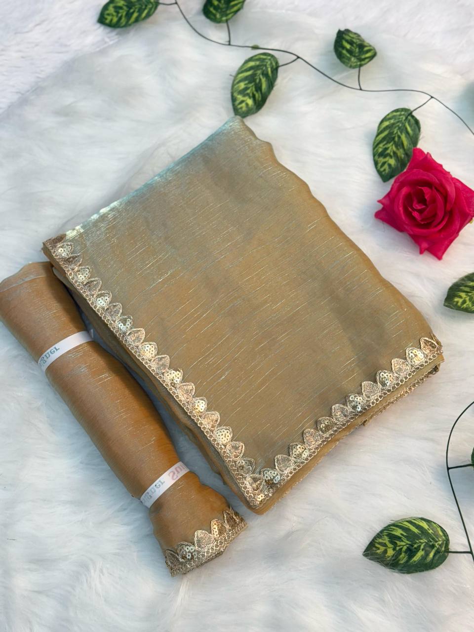 Two Tone Chiffon Soft Fabric With Rich Embroidery Sequence Work Special Saree