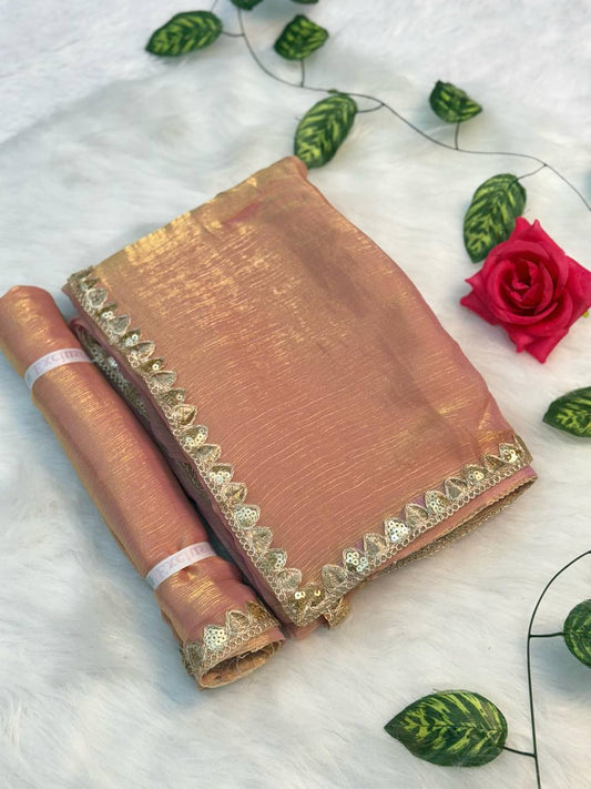 Two Tone Chiffon Soft Fabric With Rich Embroidery Sequence Work Special Saree