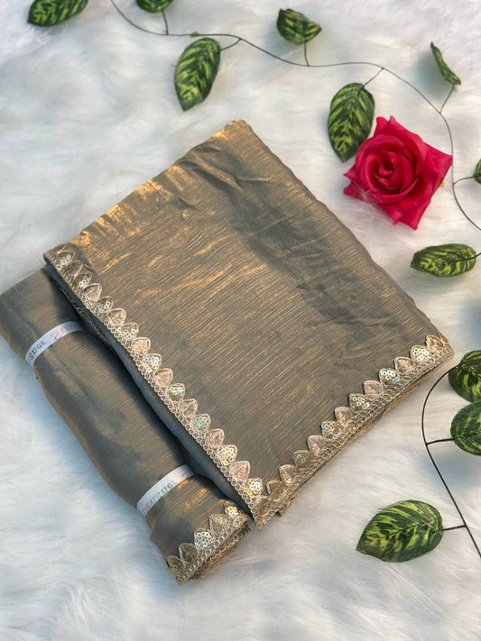 Two Tone Chiffon Soft Fabric With Rich Embroidery Sequence Work Special Saree