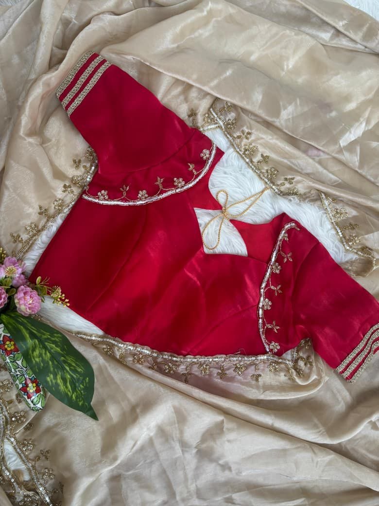 Beautifull Rimzim Silk With Beautifull Hand Work Saree