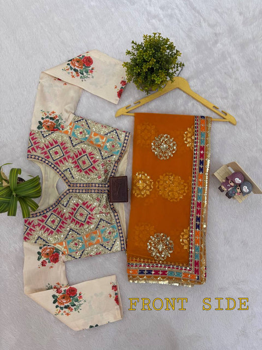 Wedding Special Embroidery Lace Border Butterfly Net Saree