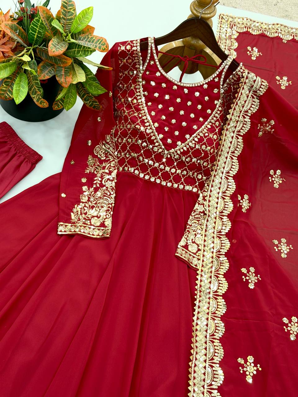 Heavy Georgette Embroidery Sequence Work Gown