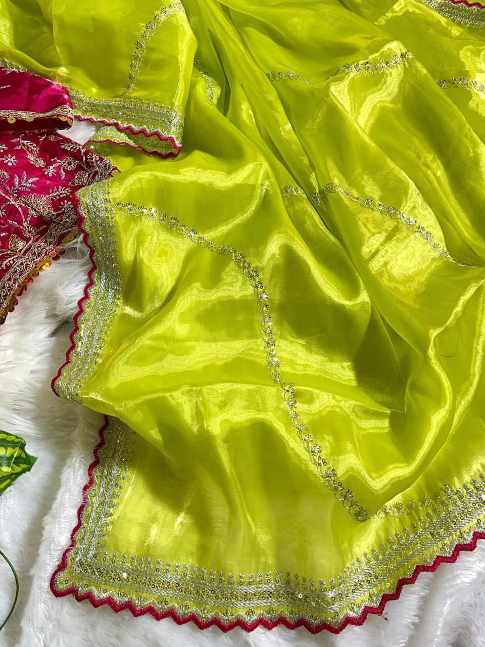 Volate Color Pure Soft Zimmt Choo Silk With Embroidery Work Saree