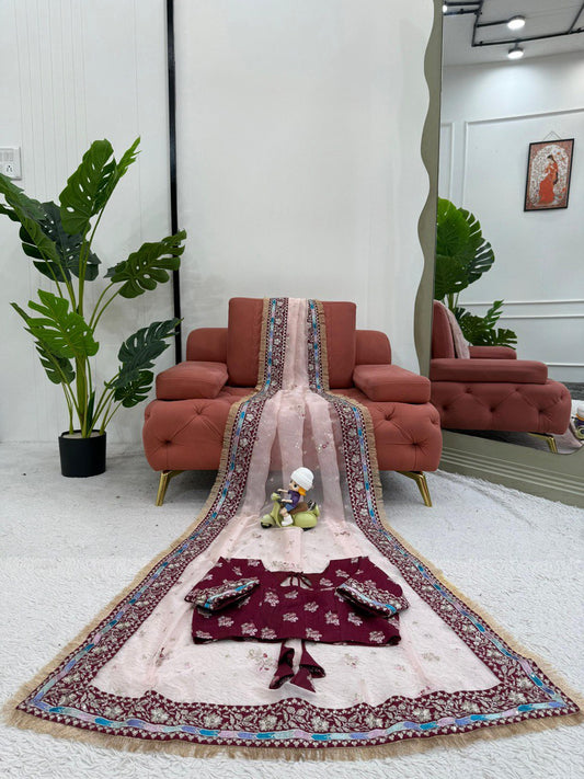 Organza Silk With Thread And Sequence Work Saree