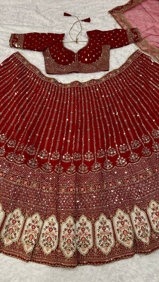 Rangoon silk With Sequence Dori thread work Lehenga
