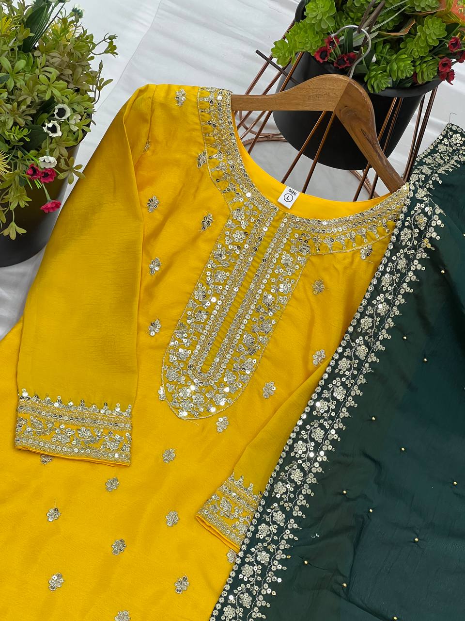 Fox Georgette With Embroidery Work With Full Sleeve With Lace Work Border Top Pent