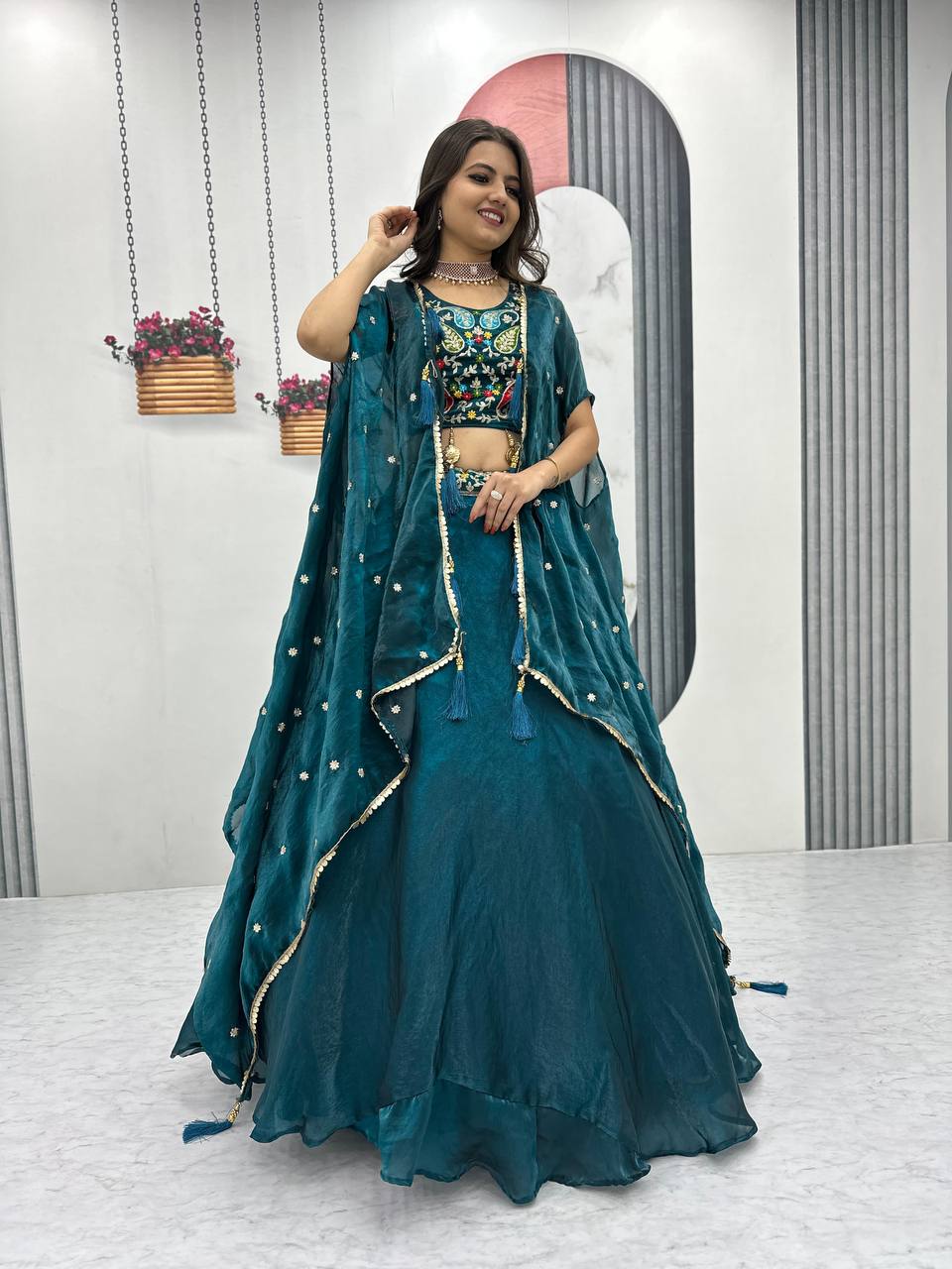 Fendy Embroidery Sequence Work Micro Cotton Lehenga Choli