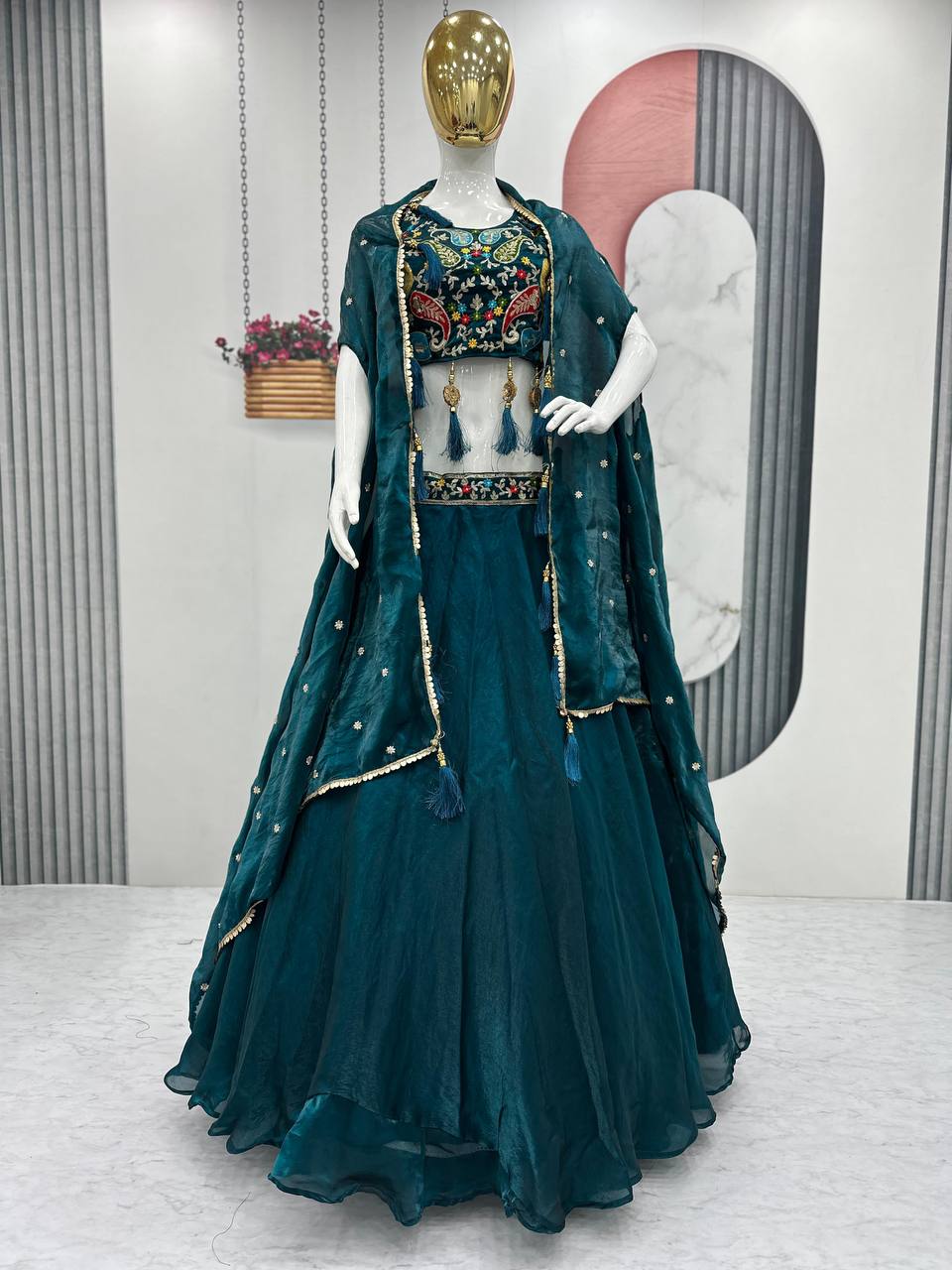 Fendy Embroidery Sequence Work Micro Cotton Lehenga Choli