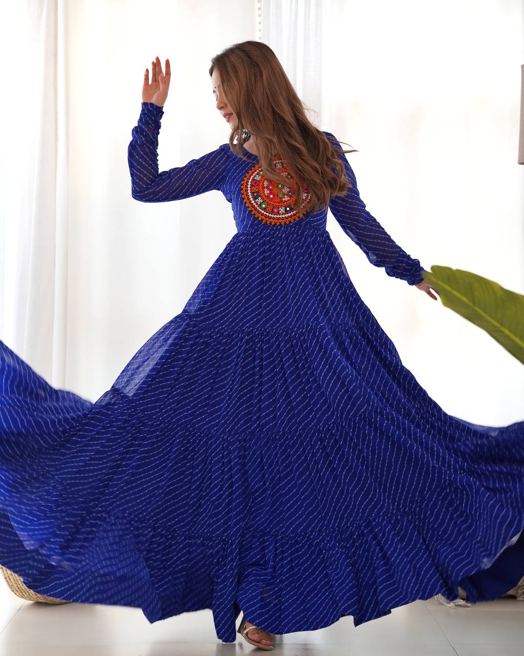 Navratri Special Pure Georgette Leheriya Print Gown