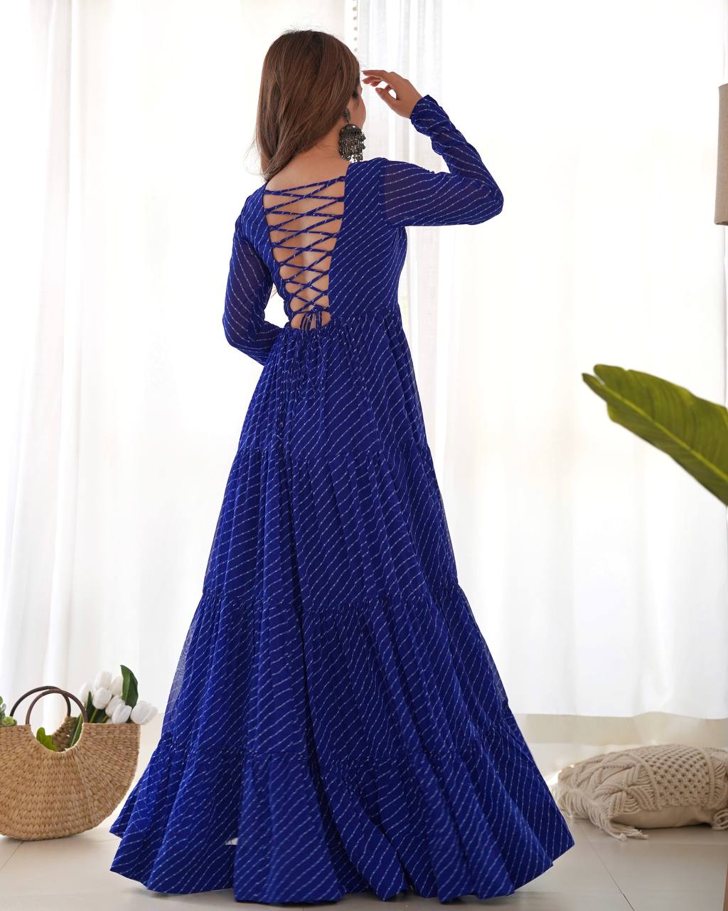 Navratri Special Pure Georgette Leheriya Print Gown