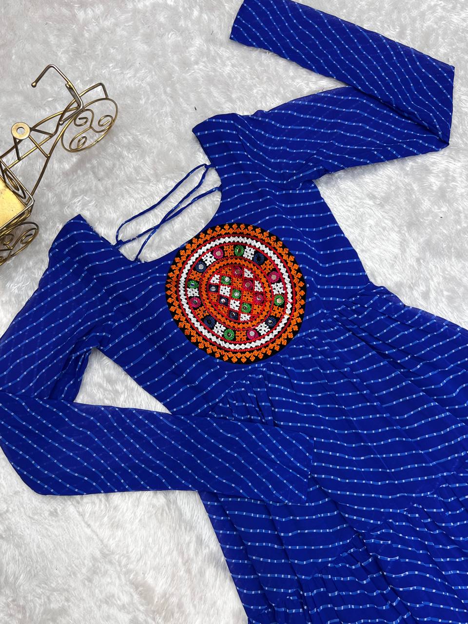 Navratri Special Pure Georgette Leheriya Print Gown