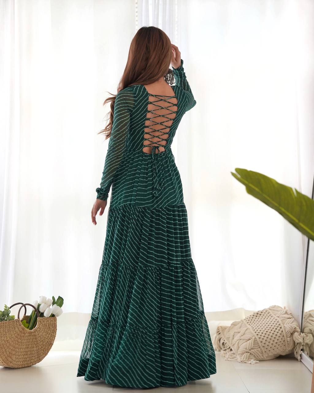 Navratri Special Pure Georgette Leheriya Print Gown