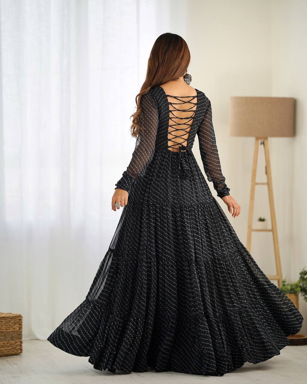 Navratri Special Pure Georgette Leheriya Print Gown