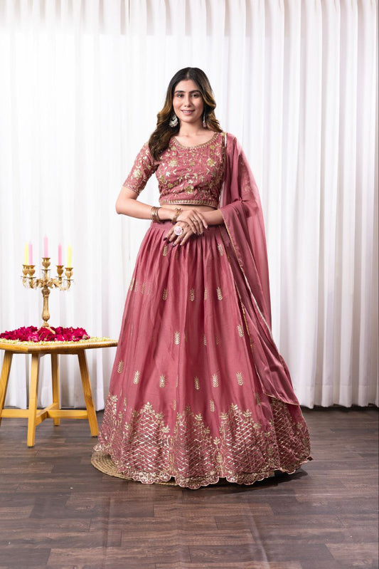 Star Georgette With Embroidery Work Stitched With Can Can Work Lehenga