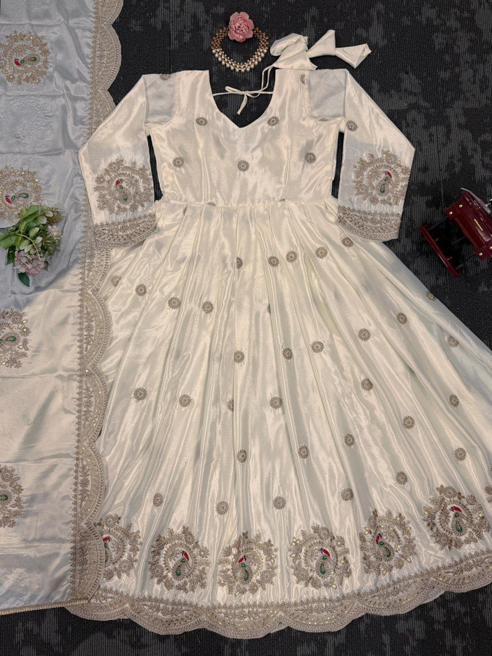 Chinon Silk With Coding Sequence Work Gown