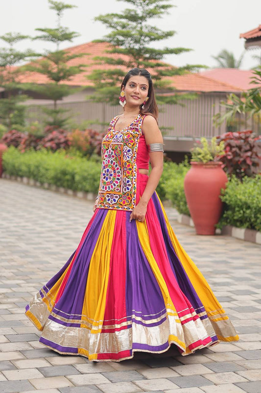 NAVRATRI SPECIAL GAMTHI REAL MIRROR WORK LEHENGA CHOLI