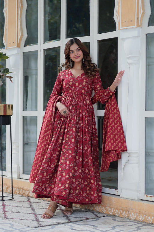 Pure Cotton Full Sleeves Gown