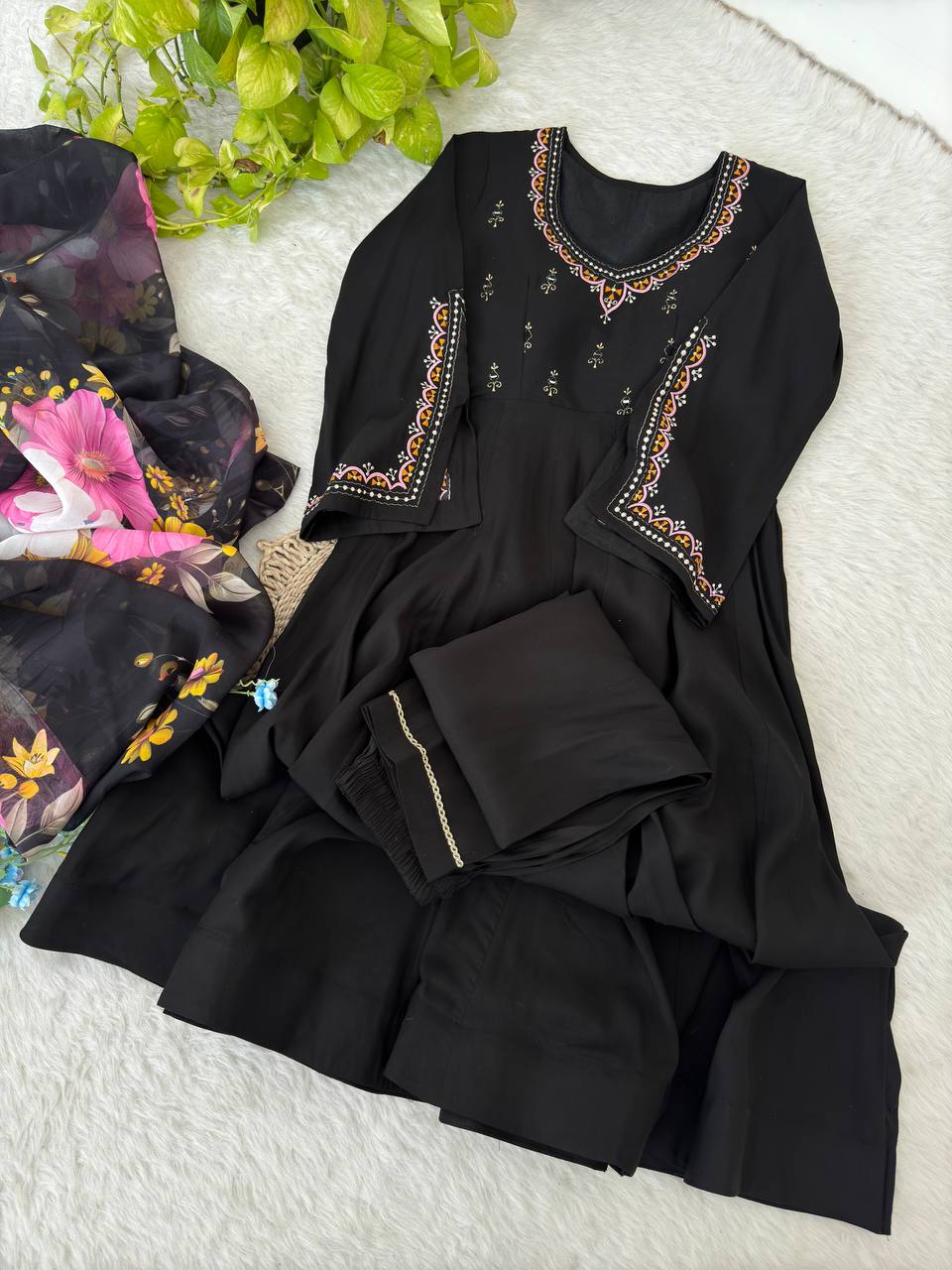 Roman Silk Hand Work Designer Gown