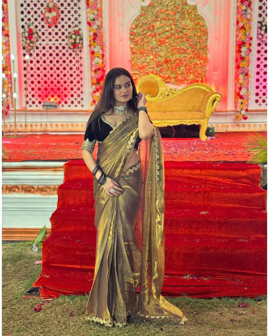 Most Viral Saree Soft Tissue Silk Two Ton Color Shade